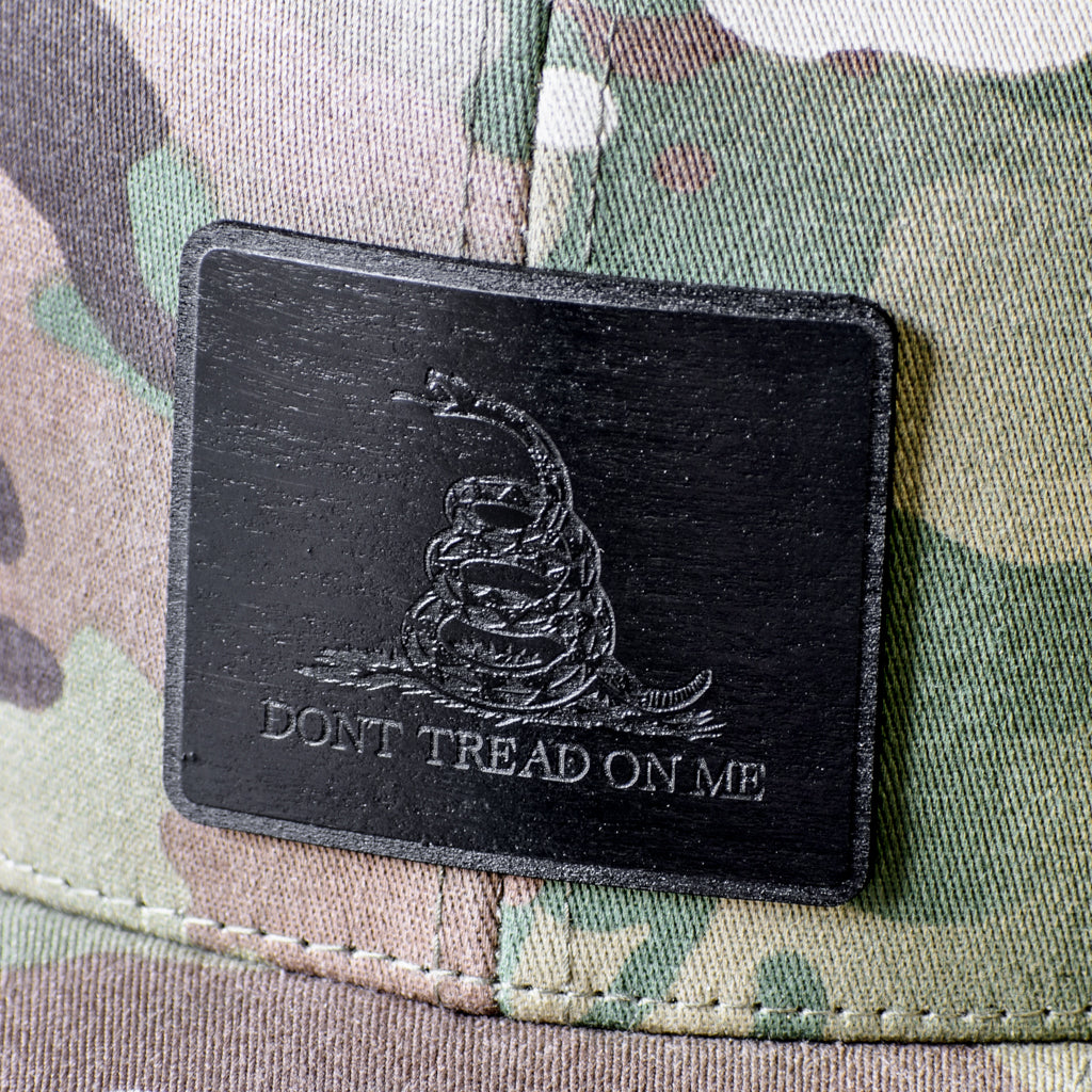 Military Patch Adjustable Trucker Hat - Don't Tread On Me Embroidered Design, Mesh Back, One Size Fits Most