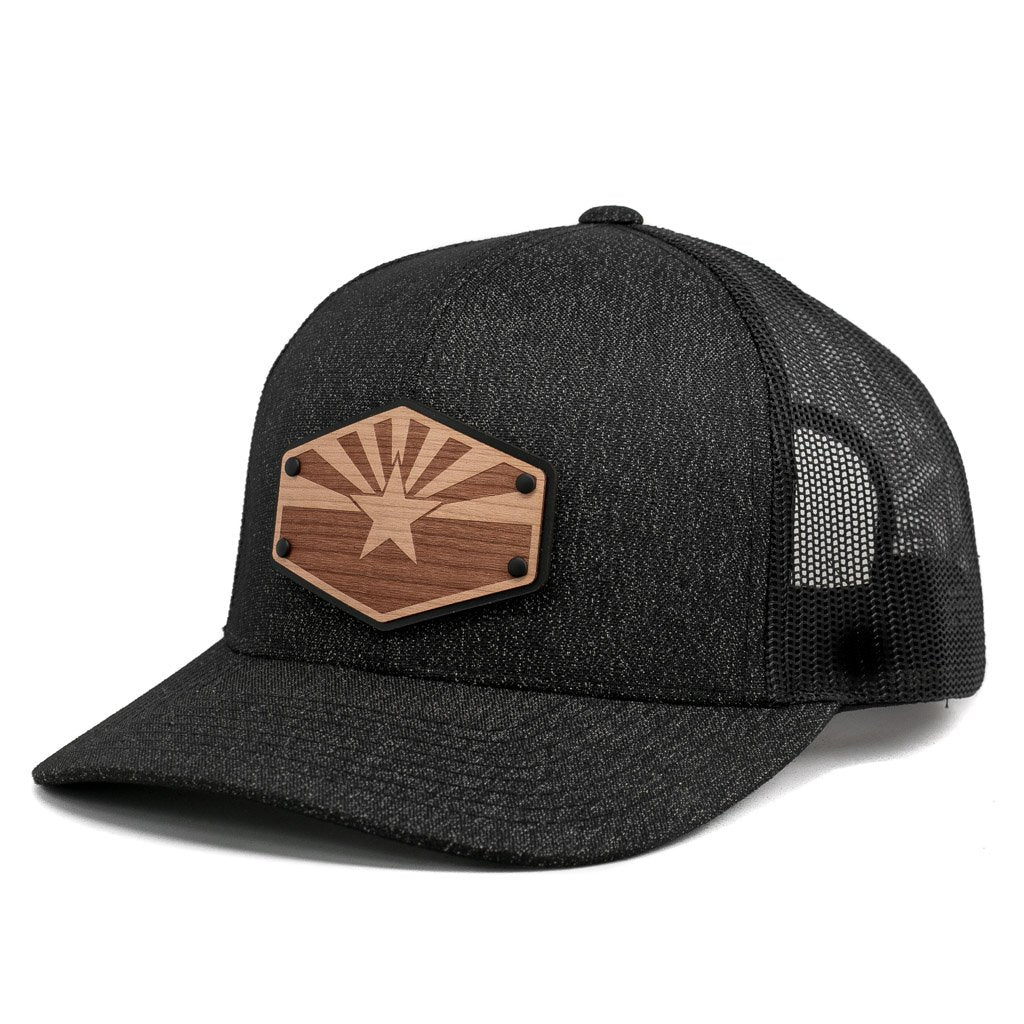 Arizona Flag Wooden Patch Trucker Hat By Union Standard