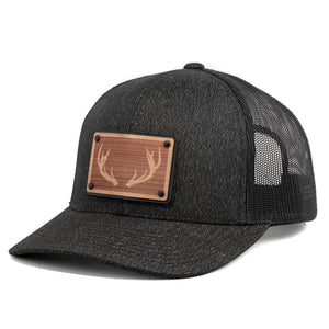 Wooden Patch Buck Deer Rack Hunting Trucker Hat By Union Standard
