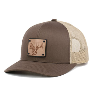 Engraved Bugling Bull Elk Wooden Patch Snapback Trucker Cap Or Hat By Union Standard