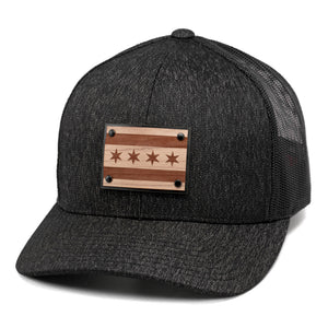 Chicago Flag Wooden Patch Snapback Trucker Hat Or Cap