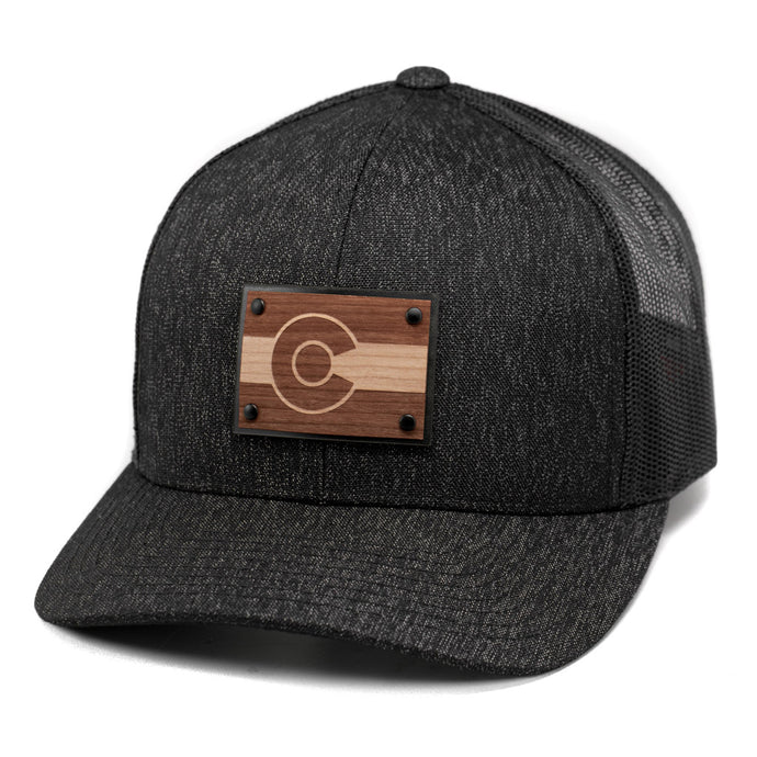 Colorado Flag Wooden Patch Snapback Hat
