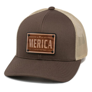 Merica Wooden Patch Snapback Trucker By Union Standard