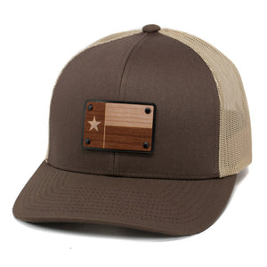 Texas Flag Wooden Patch Snapback Hat